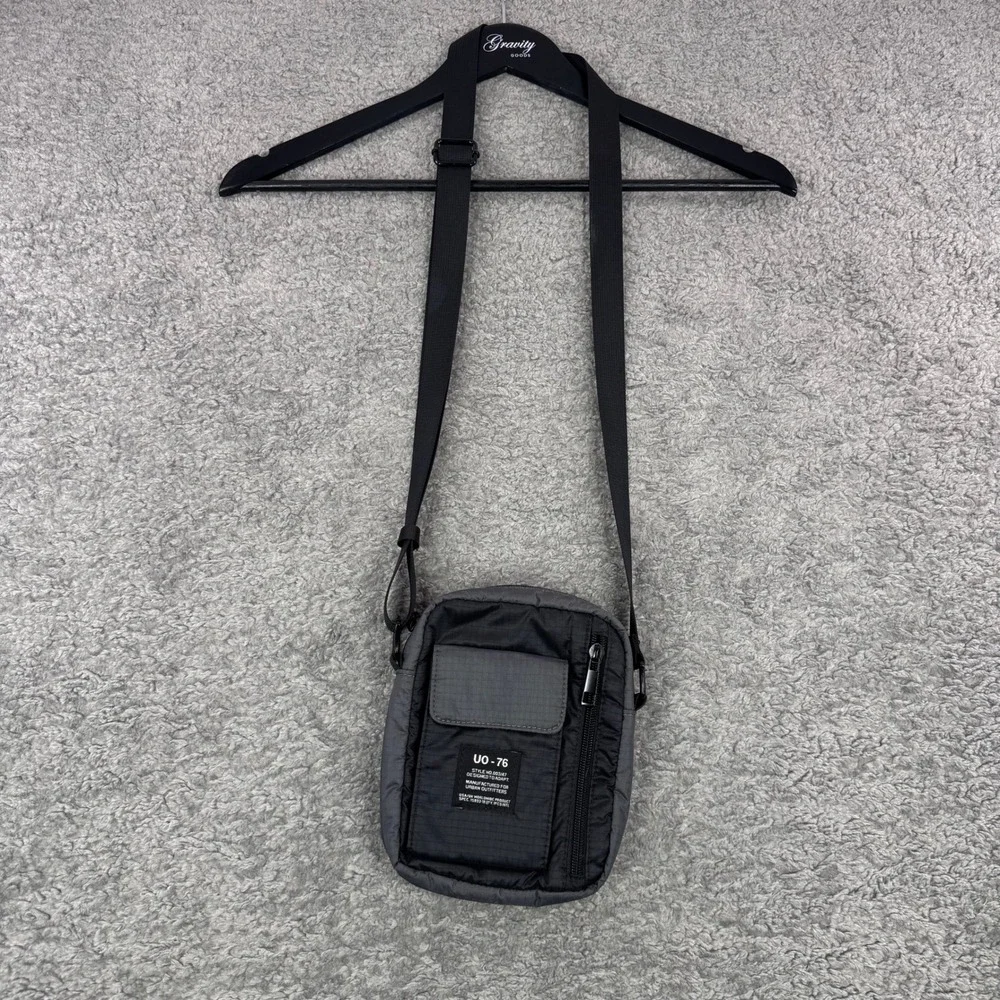 Urban Outfitters UO-76 Crossbody Utility Bag Grey Black Ripstop Nylon Techwear‎